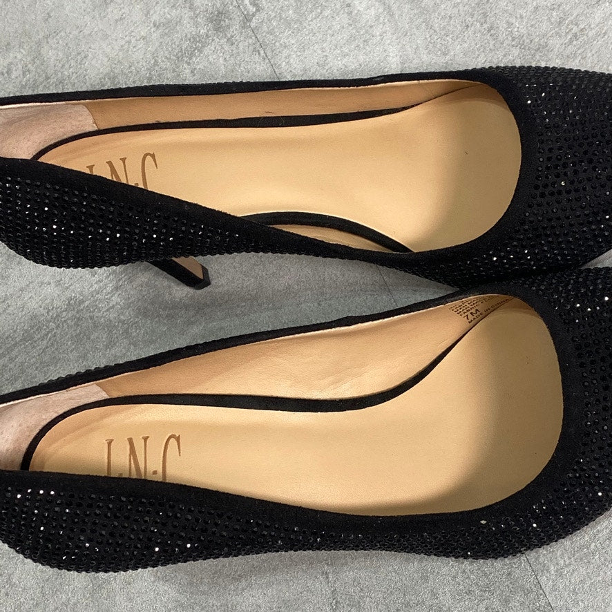 INC INTERNATIONAL CONCEPTS Black Bling Zitah Embellished Pointed-Toe Pumps SZ 7