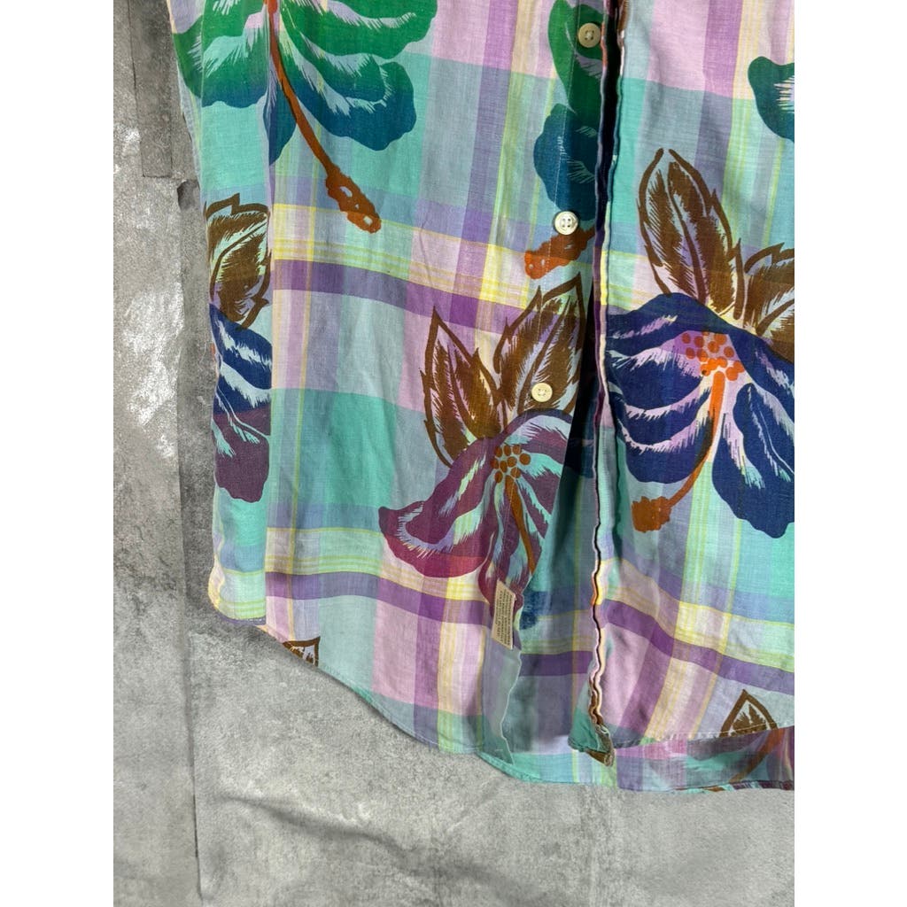 BILL BLASS Men's Multi Floral Button-Up Short Sleeve Shirt SZ M