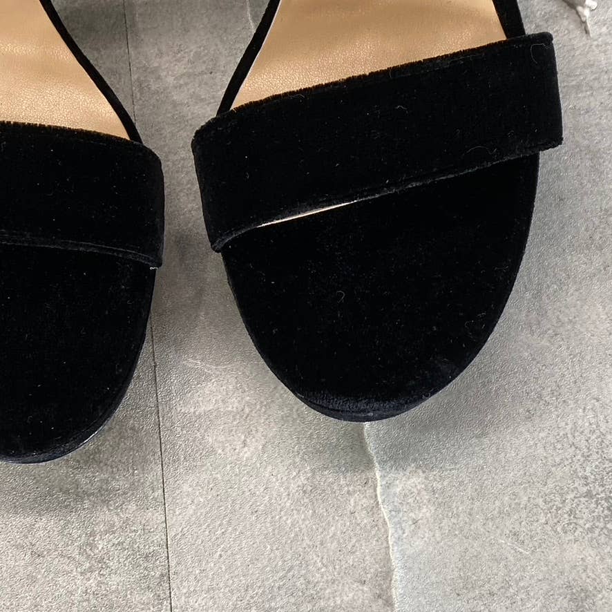 LAUREN RALPH LAUREN Women's Black Faux Suede Sylvia Ankle-Strap Sandals SZ 8.5