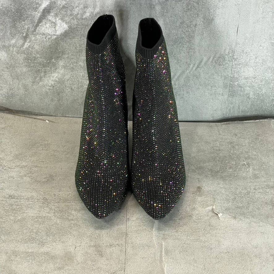 WILD PAIR Women's Black Rhinestone Embellished Baybe Pointed-Toe Booties SZ 7