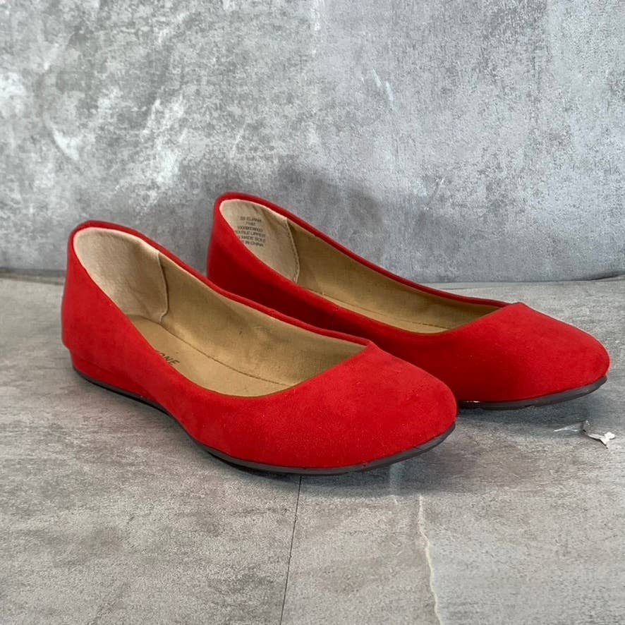 SUN+STONE Women's New Red Micro Eliana Memory Foam Round-Toe Slip-On Flats SZ7.5