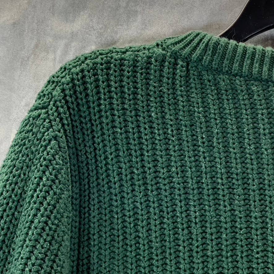 J.CREW Women's Green Crewneck Classic-Fit Dolman-Sleeve Pullover Sweater SZ M
