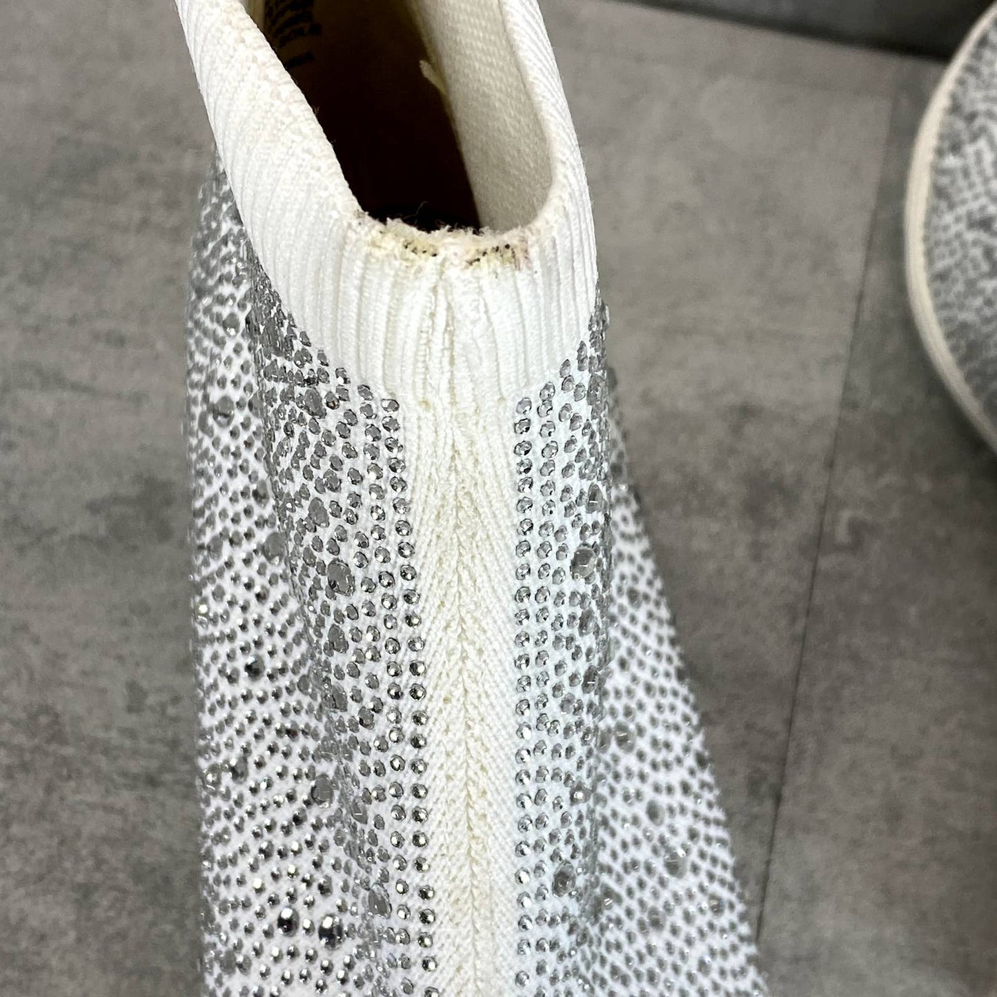 INC INTERNATIONAL Women's White Rhinestone Deena Pull-On Wedge Sneakers SZ 7