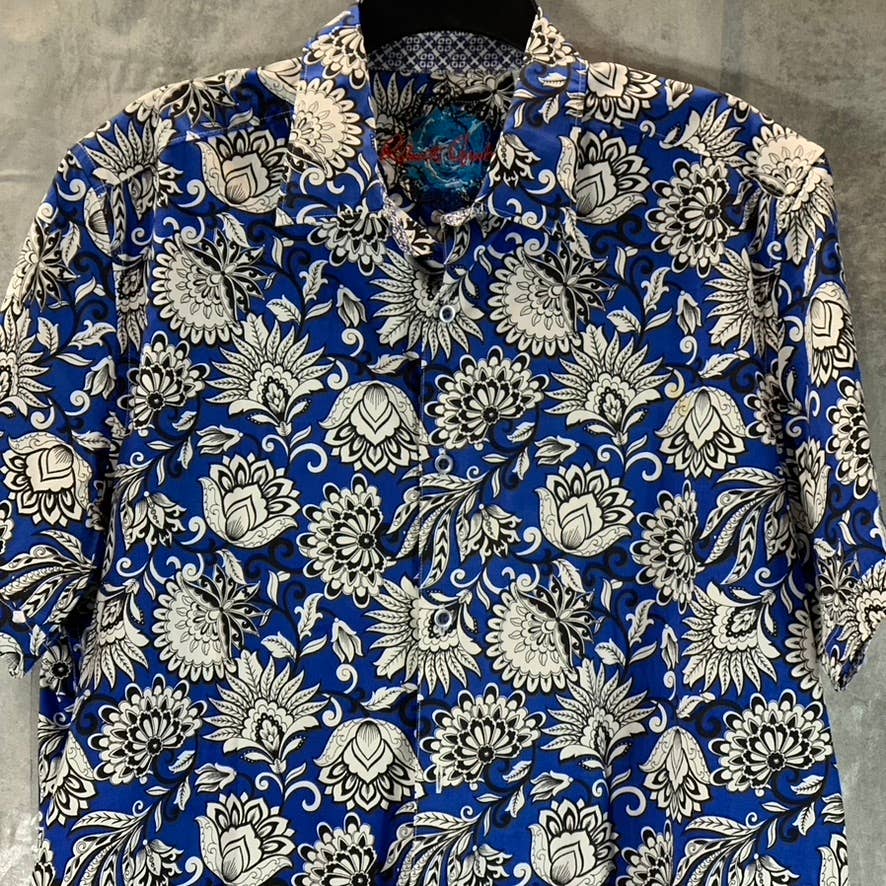 ROBERT GRAHAM Men's Blue Crossett Hawaiian Classic-Fit Button-Up Shirt SZ XL