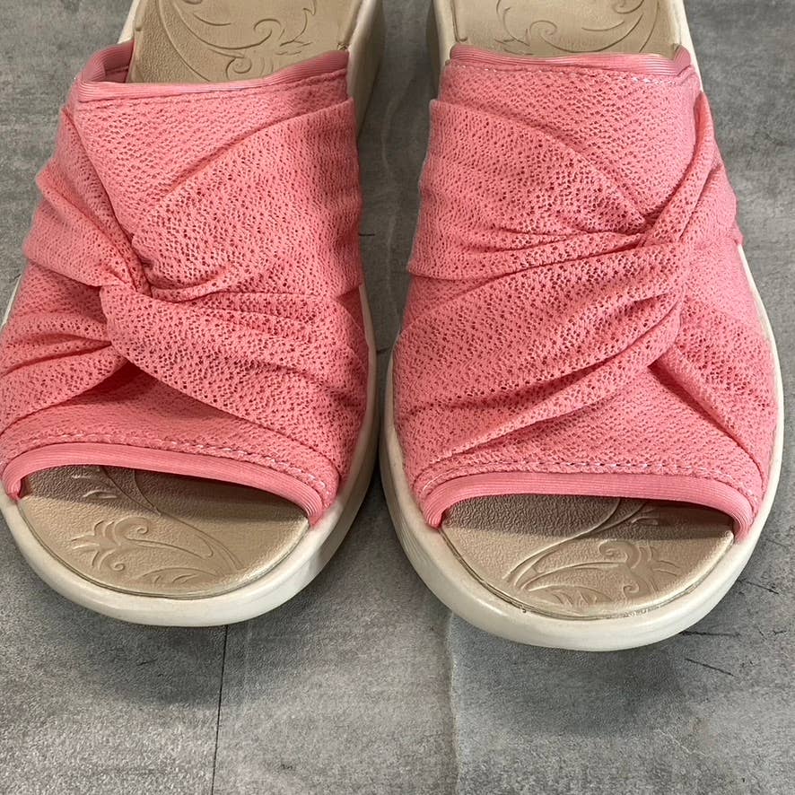 BZEES Women's Pink Smile II Knotted Washable Slide Wedge Sandals SZ 9