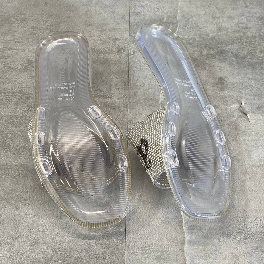 JUICY COUTURE Women's Clear Hylton Rhinestone Embellished Slide Jelly Sandal SZ7