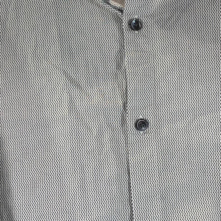 THEORY Men's Black/White Irving Tri Printed Button-Up Long Sleeve Shirt SZ 2XL
