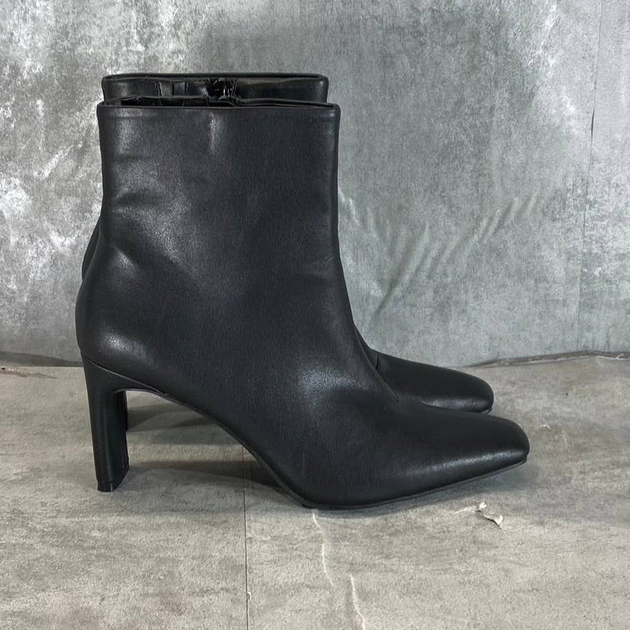 ALFANI Women's Black Faux-Leather Terrie Square-Toe Side-Zip Booties SZ 8.5