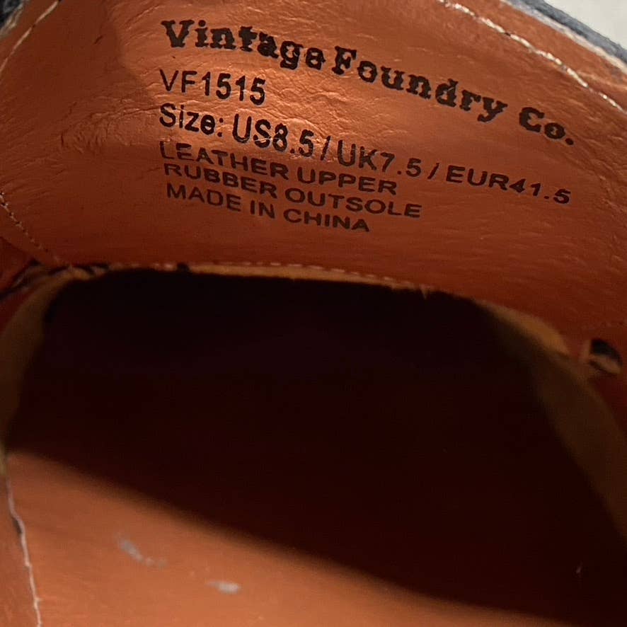 VINTAGE FOUNDRY CO. Men's Black Clark Wingtip Brogue Lace-Up Oxford Shoes SZ 8.5
