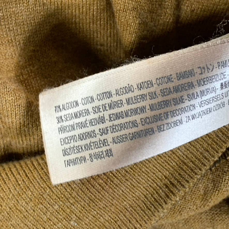 MASSIMO DUTTI Men's Tan Cotton Silk Crewneck Pullover Lightweight Sweater SZ M