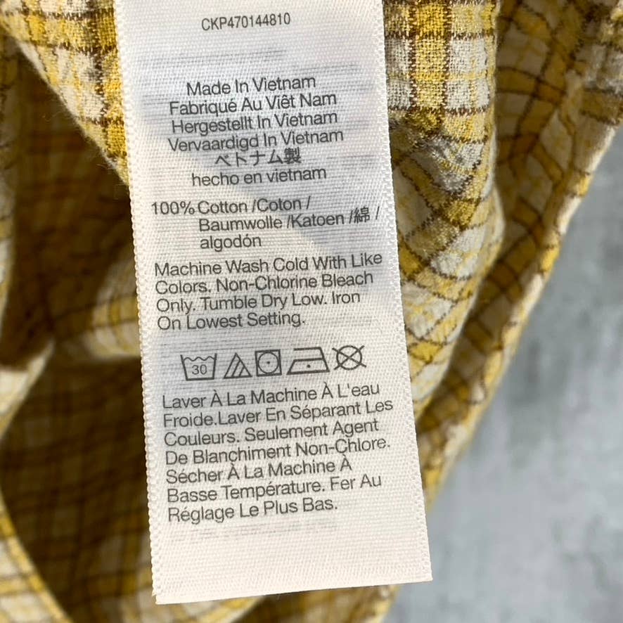MADEWELL Men's Ornate Gold Plaid Easy-Fit Button-Up Short-Sleeve Shirt SZ XS