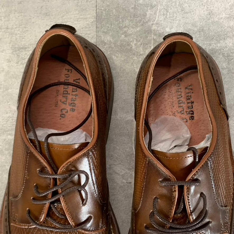VINTAGE FOUNDRY CO. Men's Cognac Leather Clark Lace-Up Oxfords SZ 9