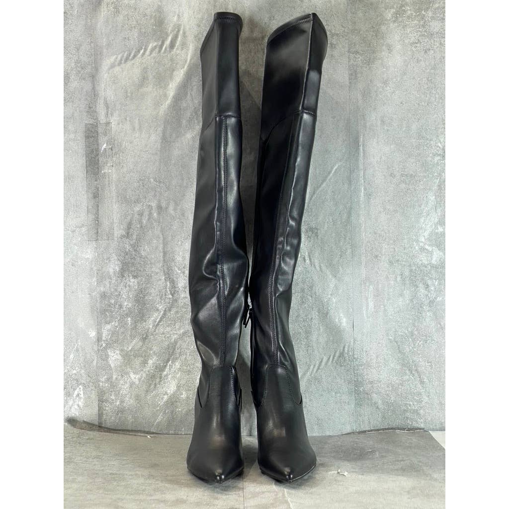 CALVIN KLEIN Women's Faux-Leather Sacha Pointed-Toe Over-The-Knee Boots SZ 6