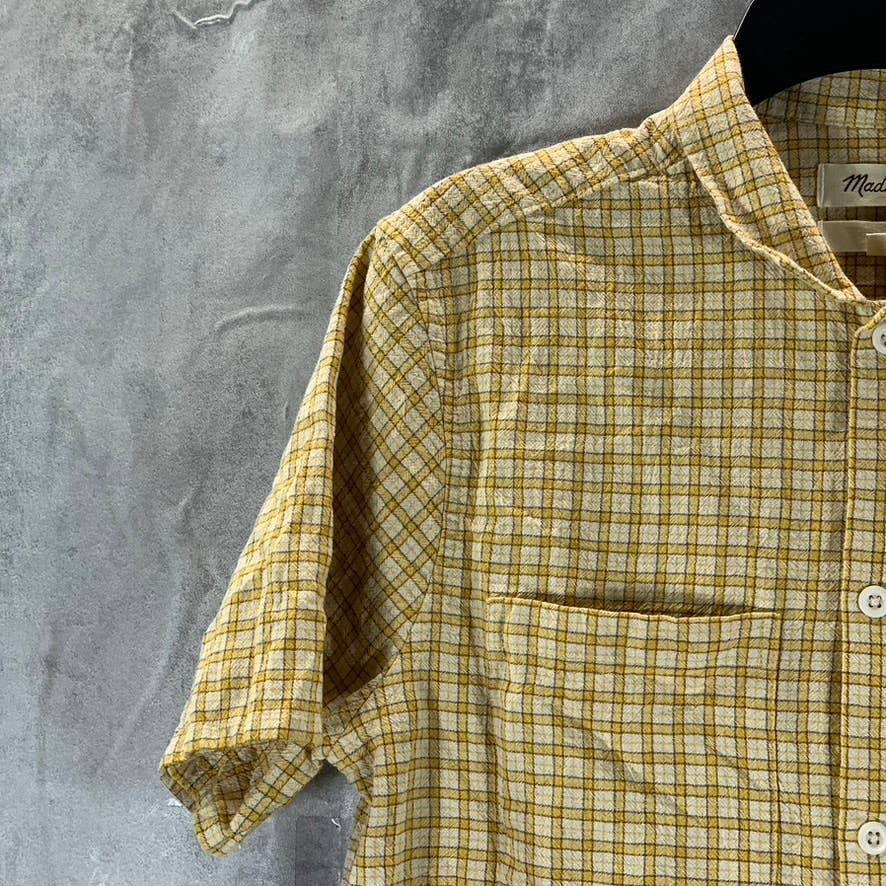 MADEWELL Men's Ornate Gold Plaid Easy-Fit Button-Up Short-Sleeve Shirt SZ XS