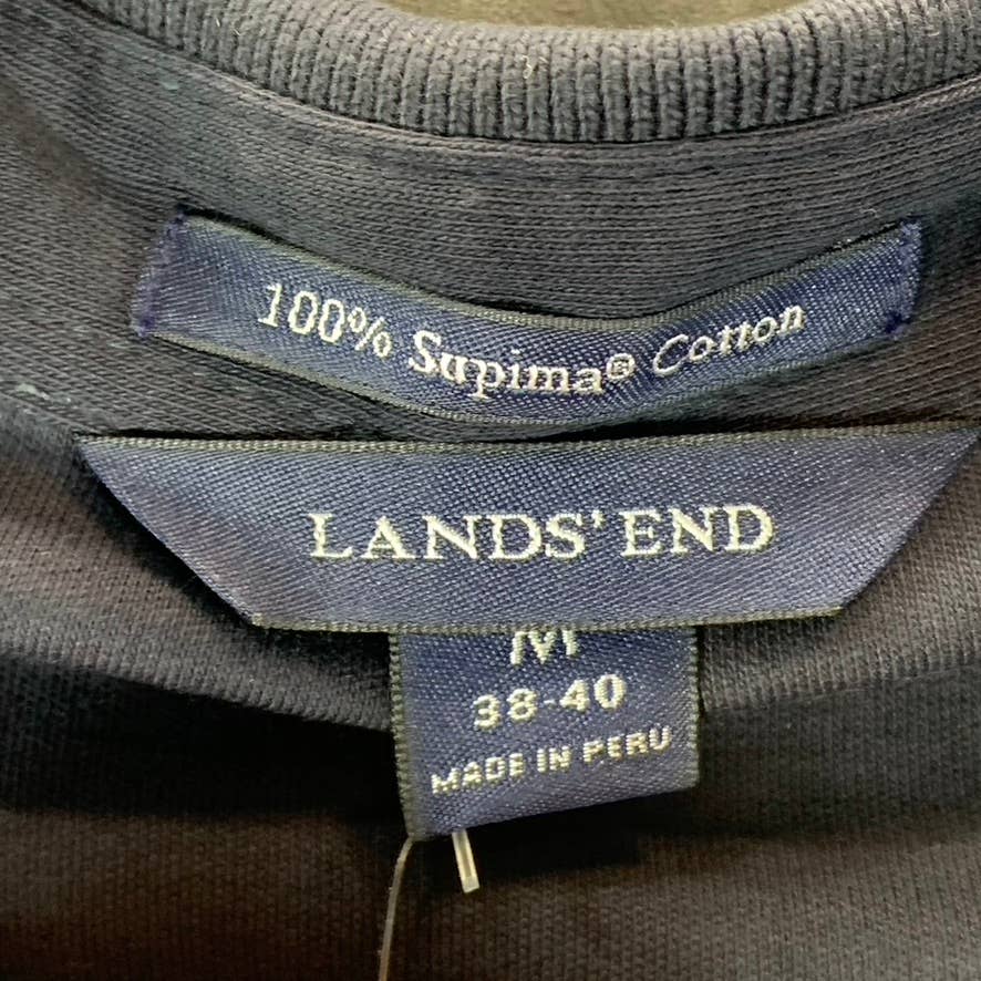 LANDS' END Men's Radiant Navy Supima Pocket Super Soft Polo Shirt SZ M