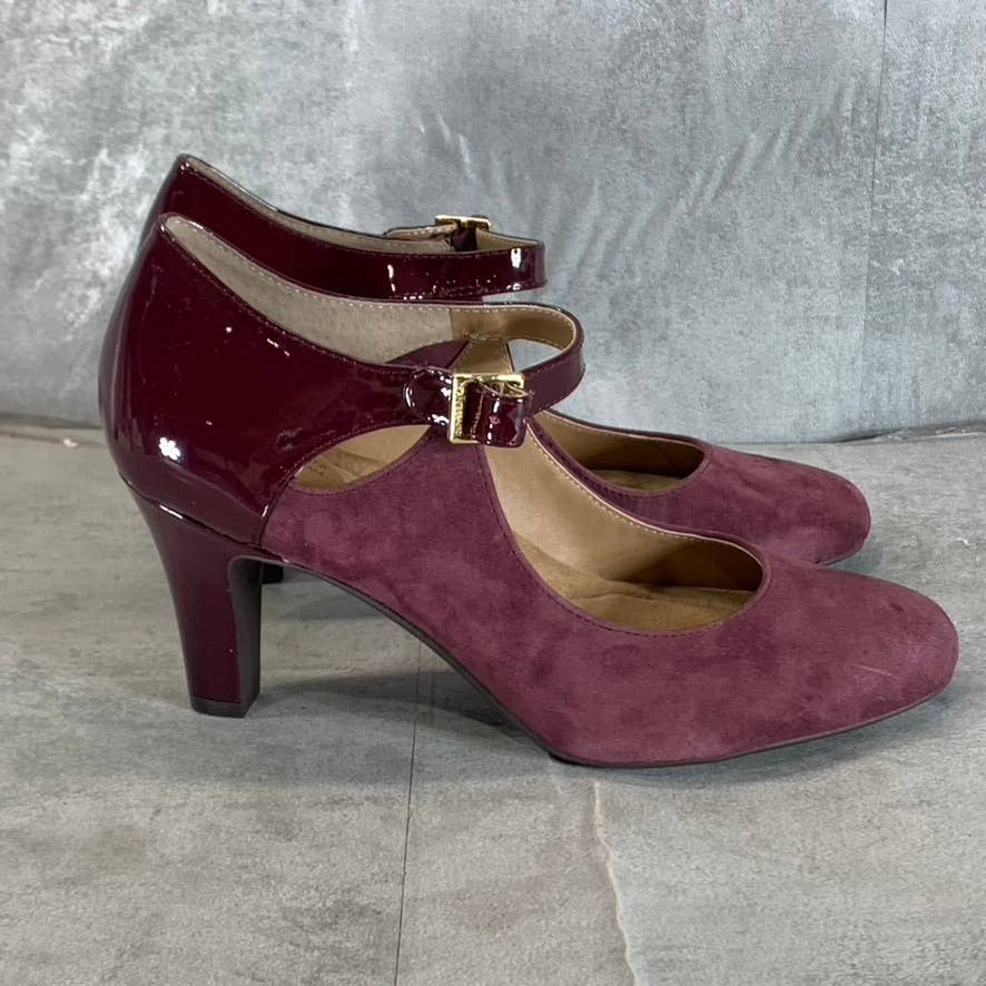GIANI BERNINI Women's Wine Suede Velmah Memory Foam Mary Jane Pumps SZ 8.5