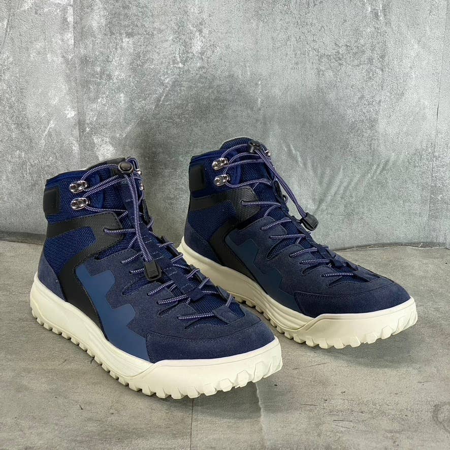 HYBRID GREEN LABEL Men's Navy Casual Squill Bungee-Lace Sneakers SZ 10