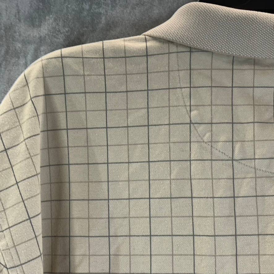GEOFFREY BEENE Men's Tan Plaid Short-Sleeve Golf Polo SZ 2XL