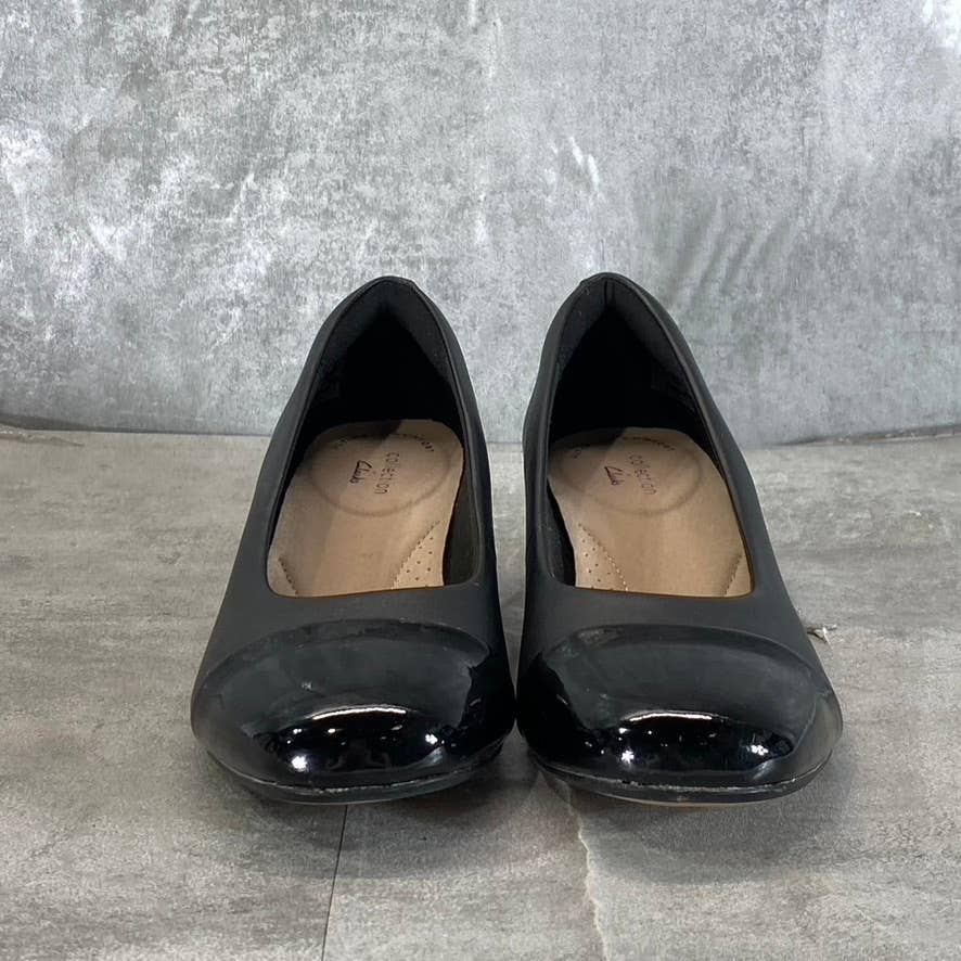 CLARKS COLLECTION Women's Black Combo Marilyn Sara Block-Heel Pumps SZ 5.5