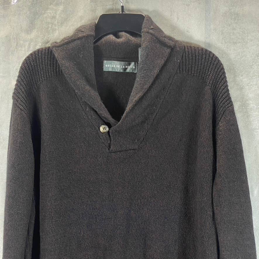 OSCAR DE LA RENTA Men's Brown Cowl Neck Long-Sleeve Pullover Sweater SZ 2XL
