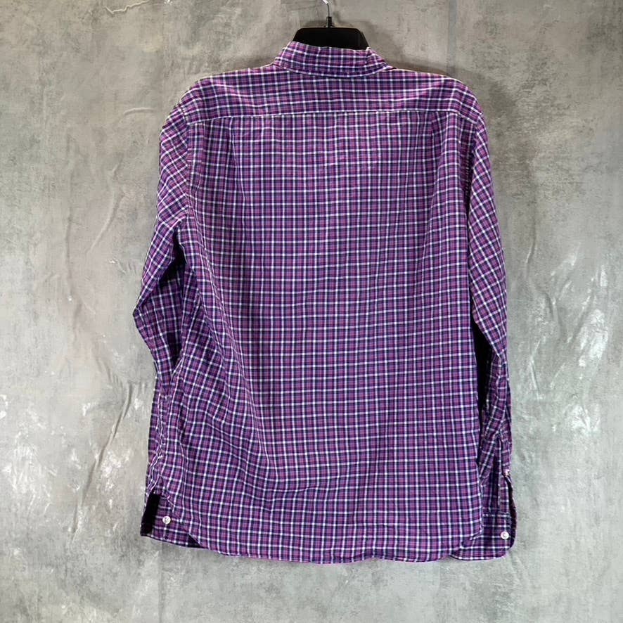 J.CREW Men's Blue/Red Gingham Slim-Fit Lightweight Button-Up Shirt SZ M
