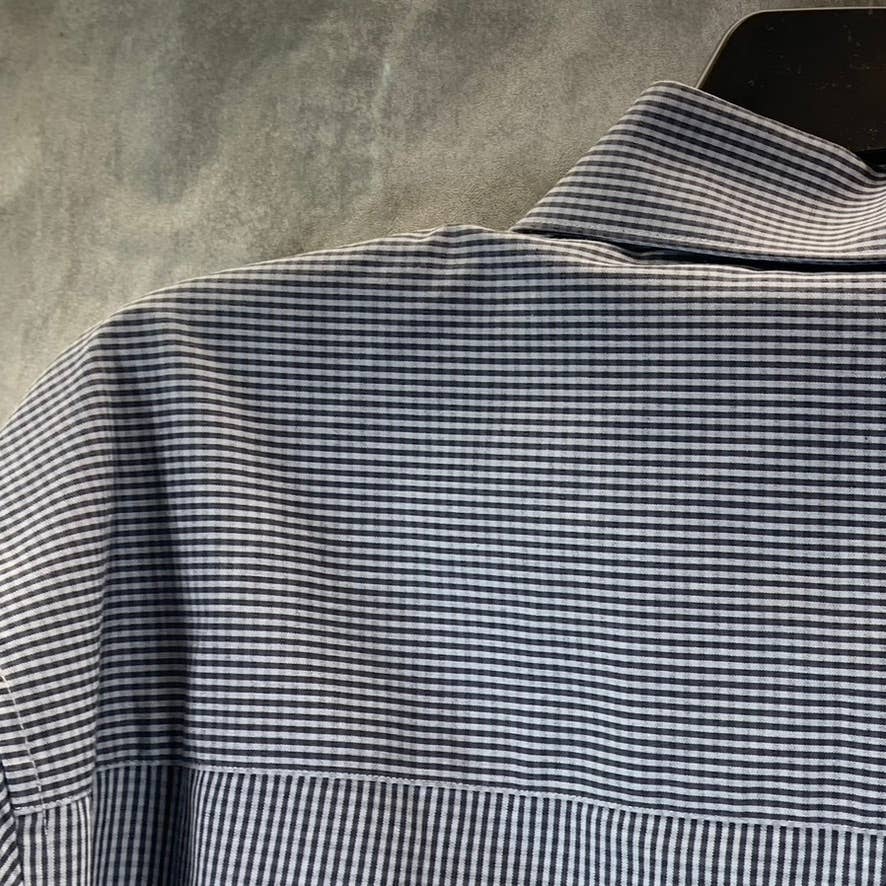 KENNETH COLE REACTION Men's Black Mini Gingham Slim-Fit Dress Shirt SZ 17 32/33