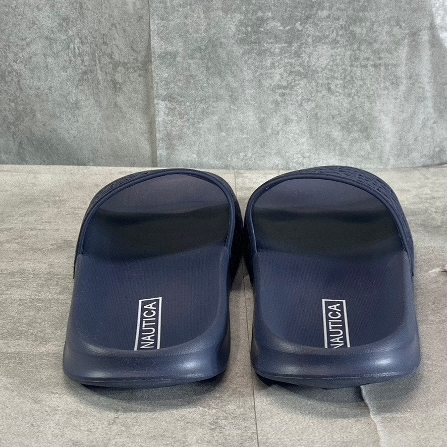 NAUTICA Women's Navy Cardamon Logo Embossed Round-Toe Slide Sandals SZ 10