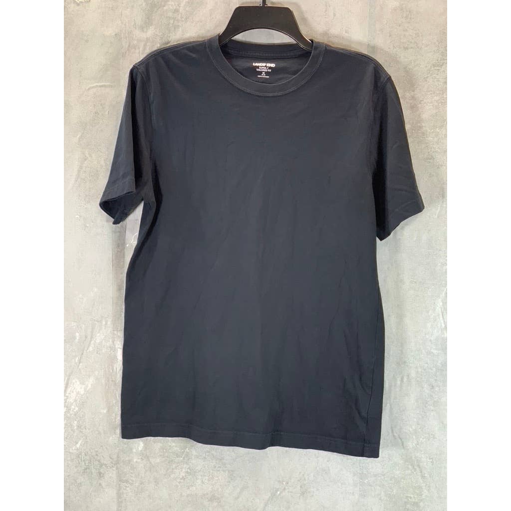 LANDS' END Men's Black Solid Crewneck Super-T Tailored-Fit T-Shirt SZ M