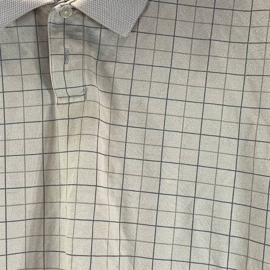 GEOFFREY BEENE Men's Tan Plaid Short-Sleeve Golf Polo SZ 2XL