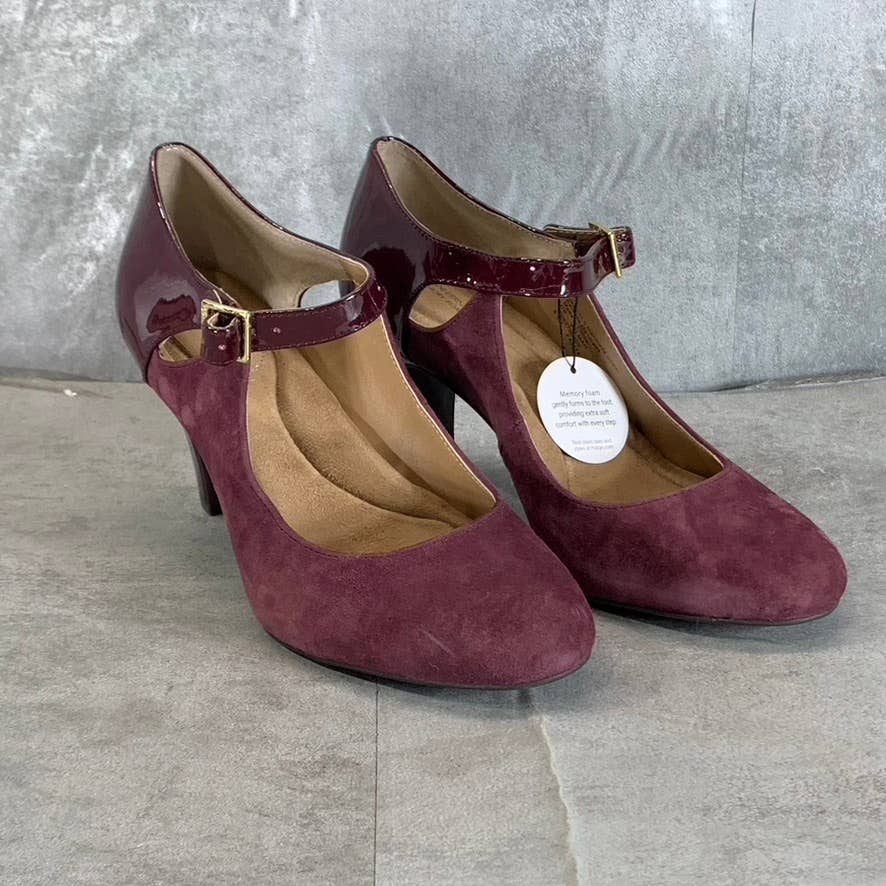 GIANI BERNINI Women's Wine Suede Velmah Memory Foam Mary Jane Pumps SZ 8.5