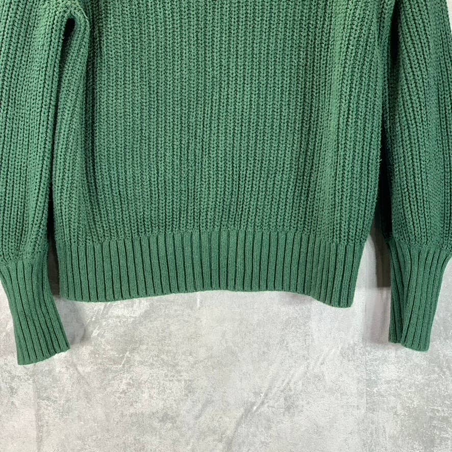 J.CREW Women's Green Crewneck Classic-Fit Dolman-Sleeve Pullover Sweater SZ M