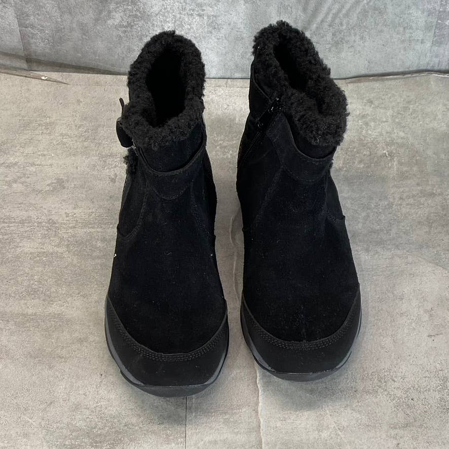 EASY SPIRIT Women's Black Faux-Fur Seelk Round-Toe Side-Zip Ankle Boots SZ 8.5