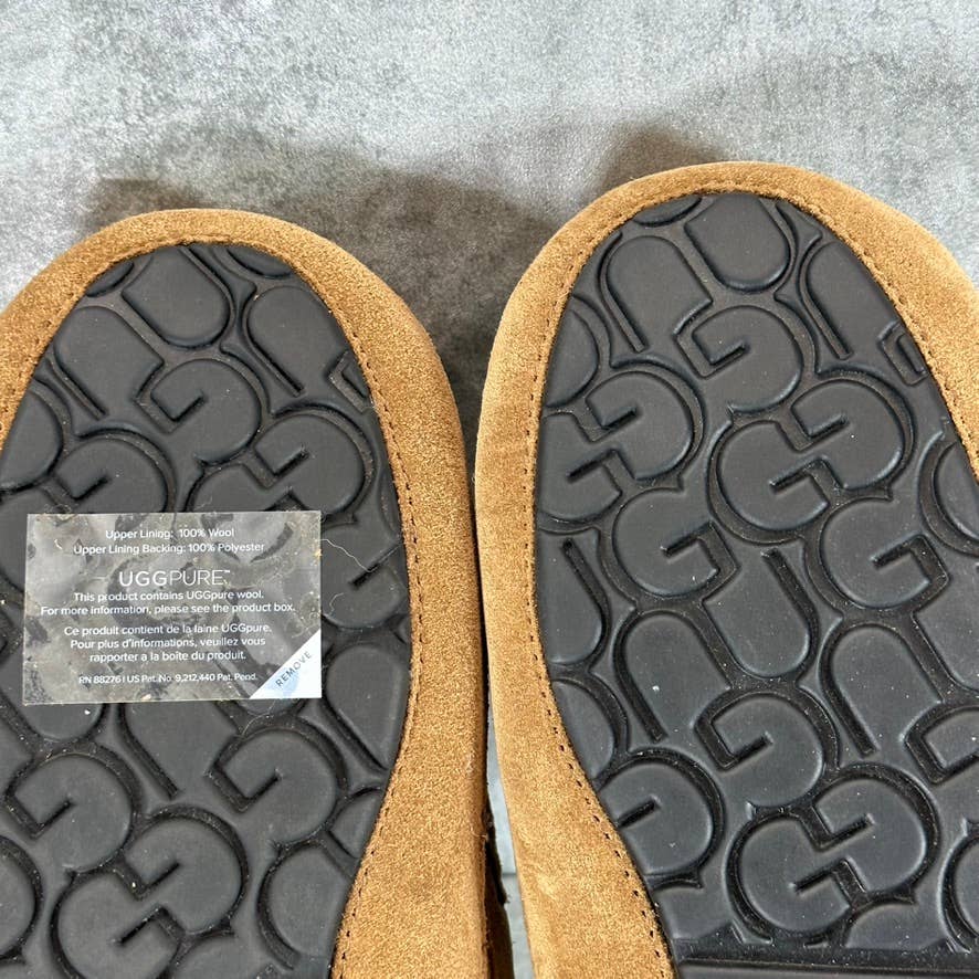 UGG Men's Chestnut Suede Ascot Furr Slip-On Slippers SZ 9