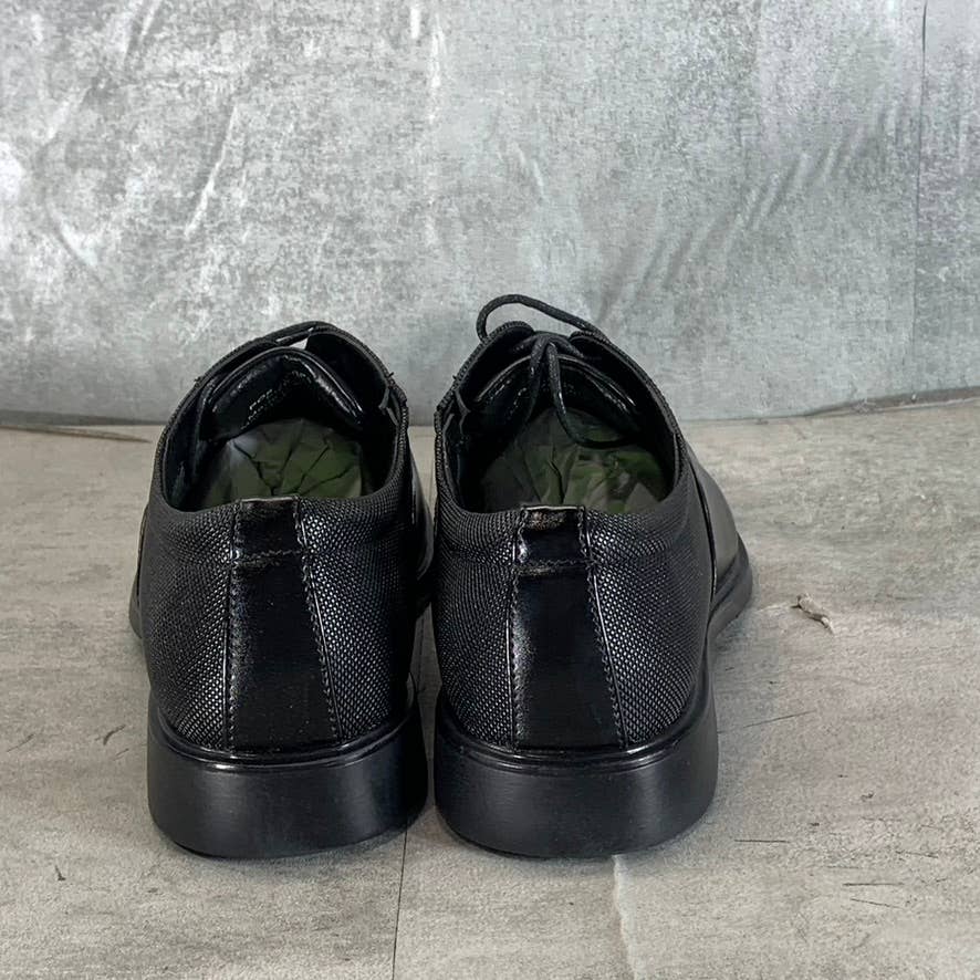 VANCE CO. Men's Black Faux Leather Vincent Plain Toe Lace-Up Oxfords SZ 8