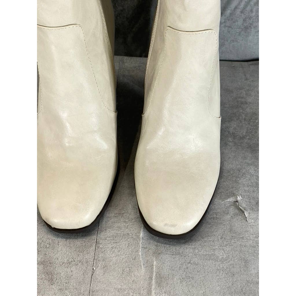 JOURNEE COLLECTION Women's Off-White Karima Block-Heel Tall Boots SZ 7