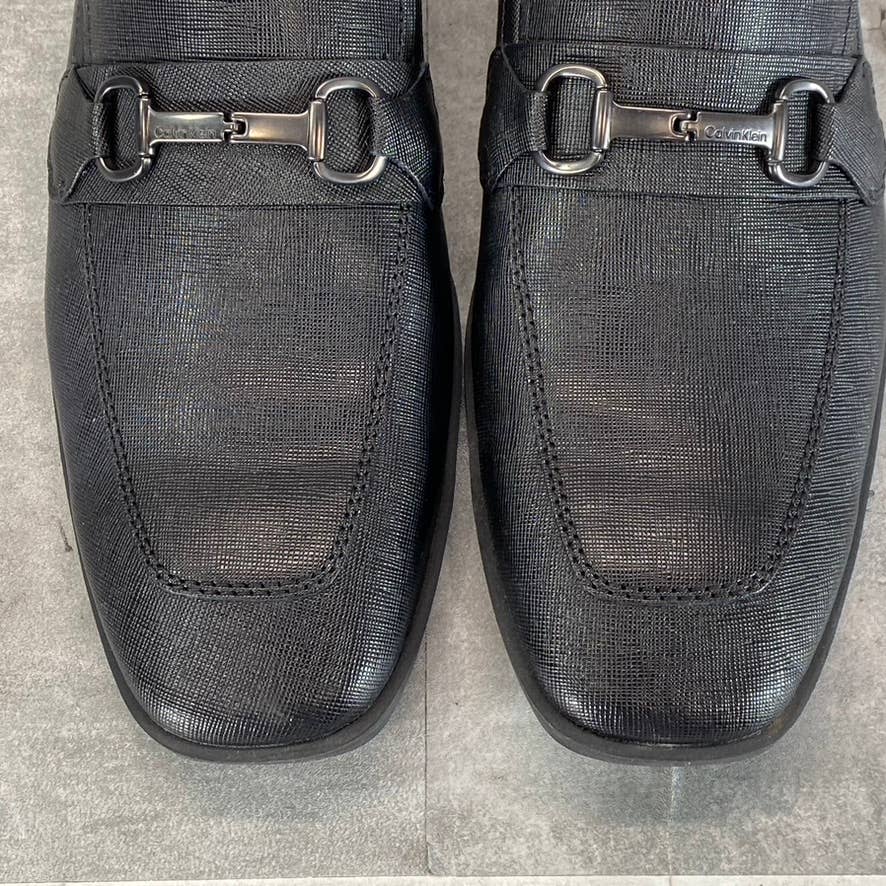 CALVIN KLEIN Men's Black Saffiano Leather Malcome Casual Slip-On Loafers SZ 12