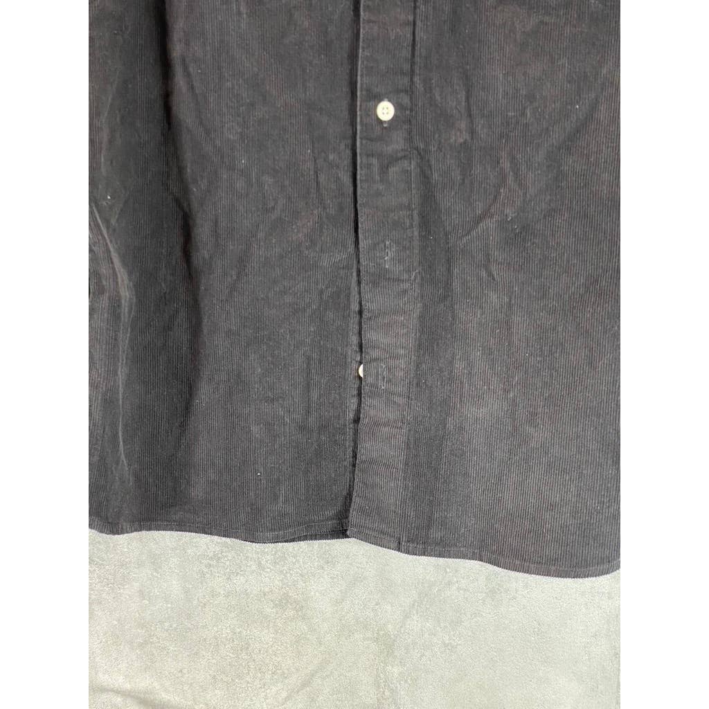 MADEWELL Men's Black Coal Perfect Fit Corduroy Button-Up Long-Sleeve Shirt SZ M