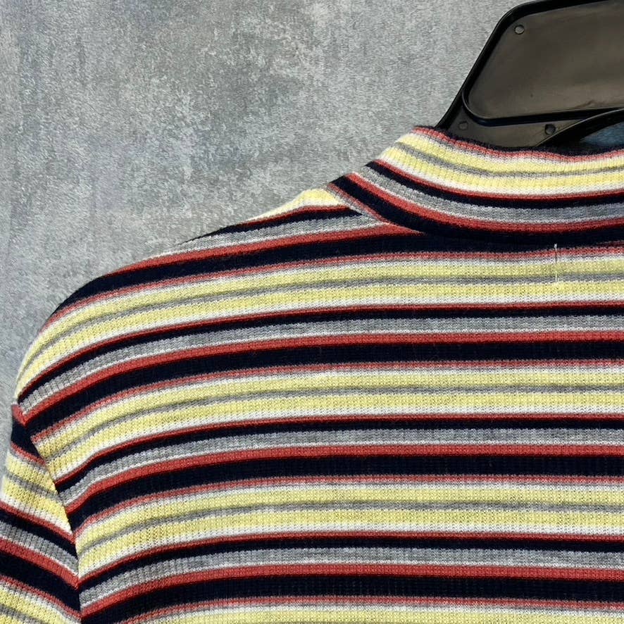 BP. Women's Yellow Multi Stripe Ribbed Mock Neck Long Sleeve Crop Top SZ XL