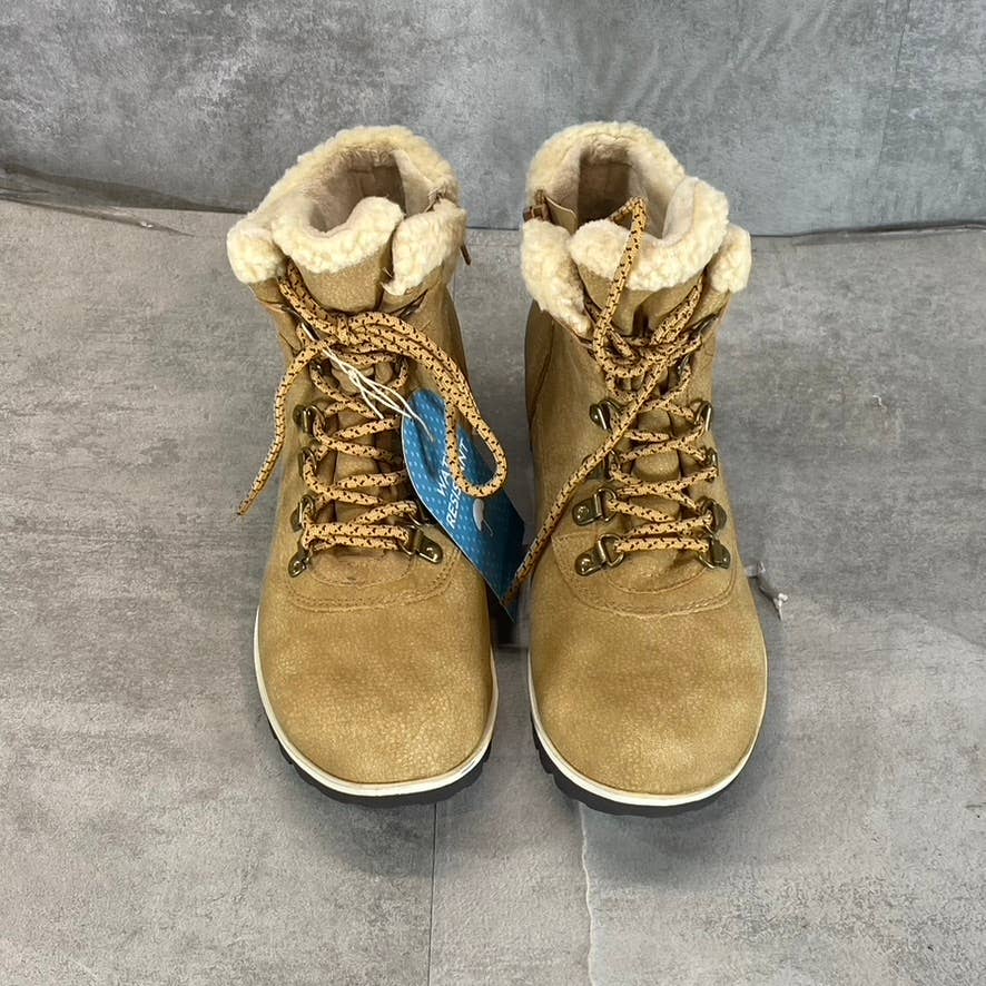 JBU By Jambu Women's Tan Faux-Leather Blue Creek Water-Resistant Boots SZ 8