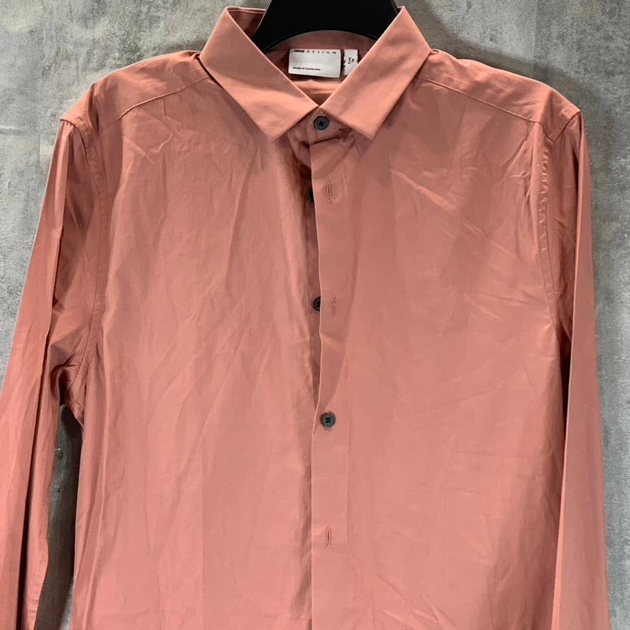 ASOS Men's Long Rust Button-Up Long-Sleeve Shirt SZ S