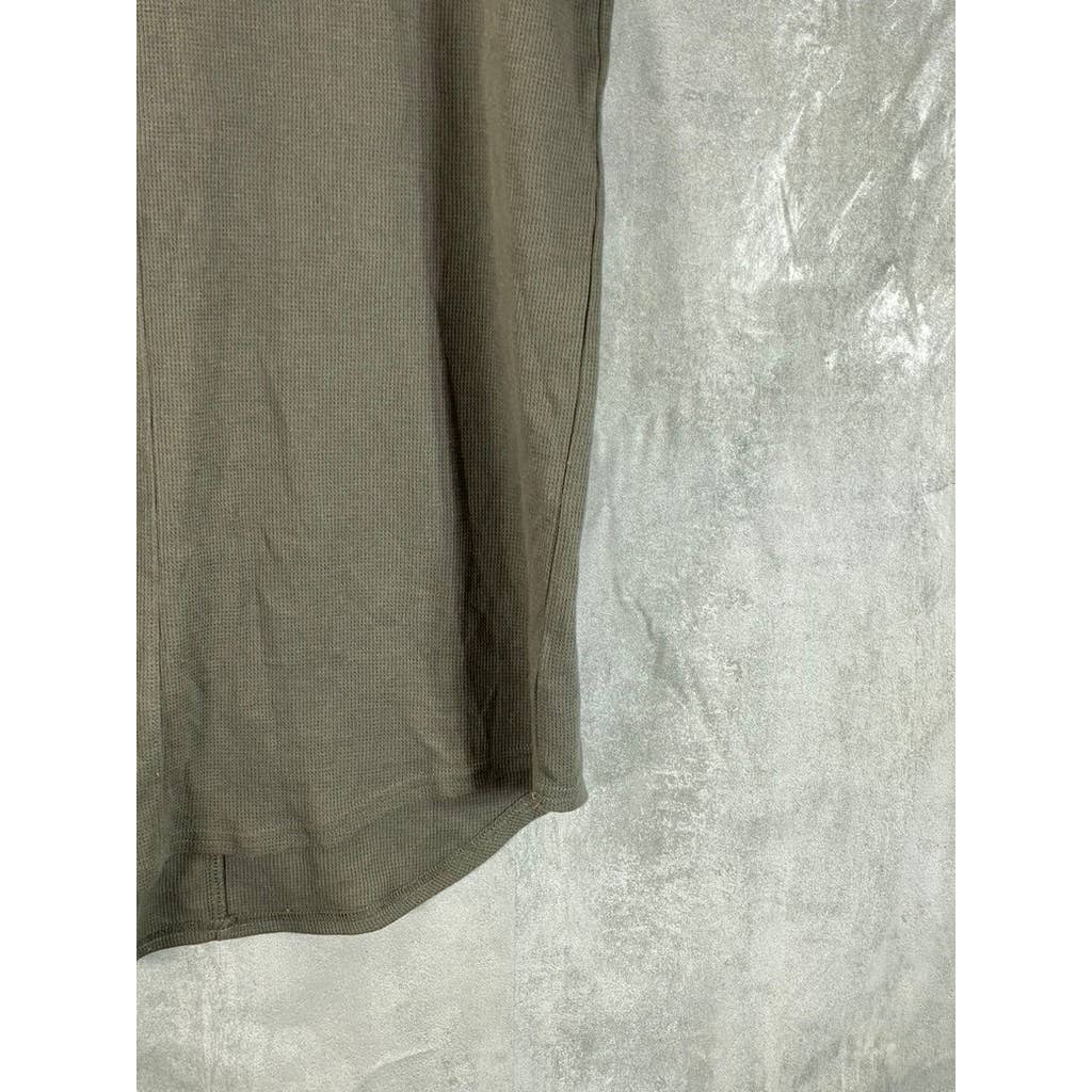JACKSON Men's Olive Textured Crewneck Curved-Hem Short-Sleeve T-Shirt SZ M