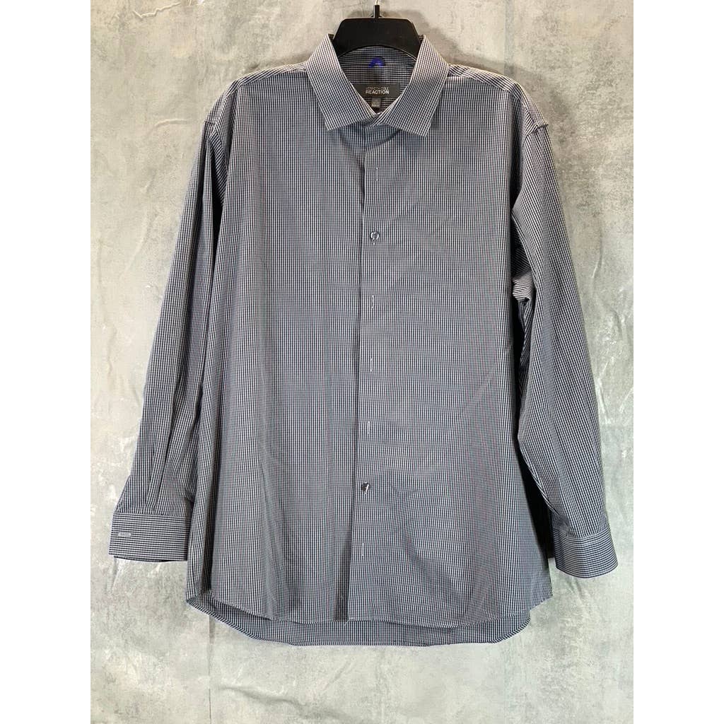 KENNETH COLE REACTION Men's Black Mini Gingham Slim-Fit Dress Shirt SZ 17 32/33