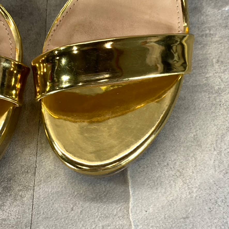 BAR III Women's Gold Patent Ivy Ankle-Strap Platform Stiletto Sandals SZ 5.5