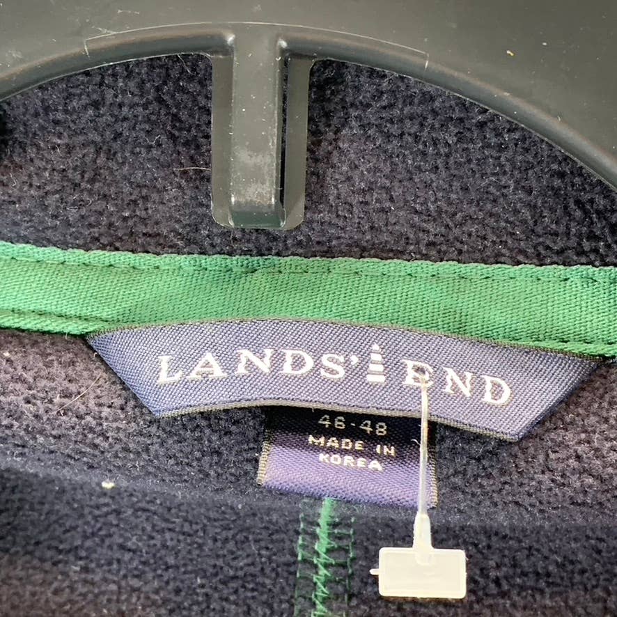 LANDS' END Men's Green Fleece Full-Zip Stand-Collar Vest SZ XL