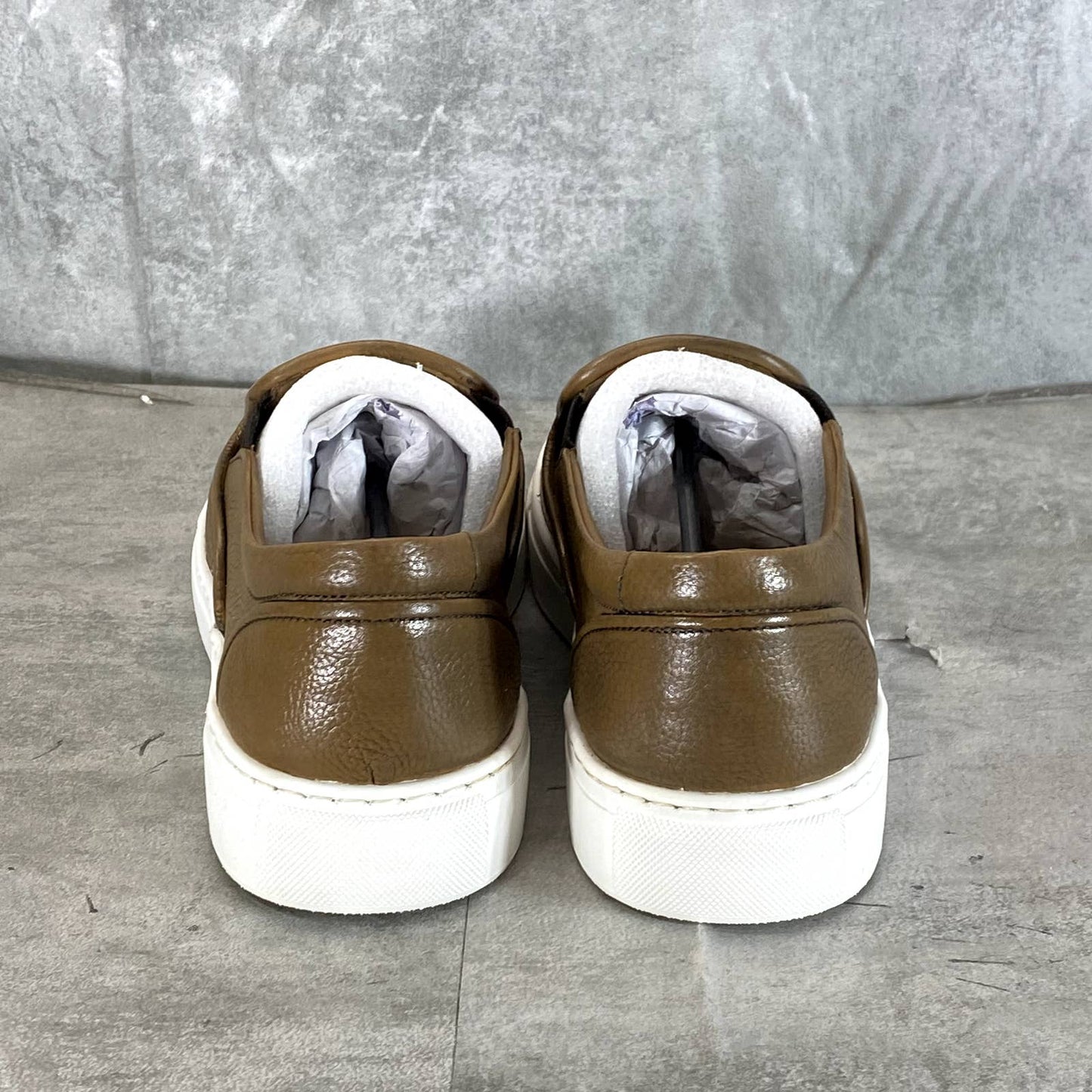 THOMAS & VINE Men's Brown Leather Conley Slip-On Sneakers SZ 10