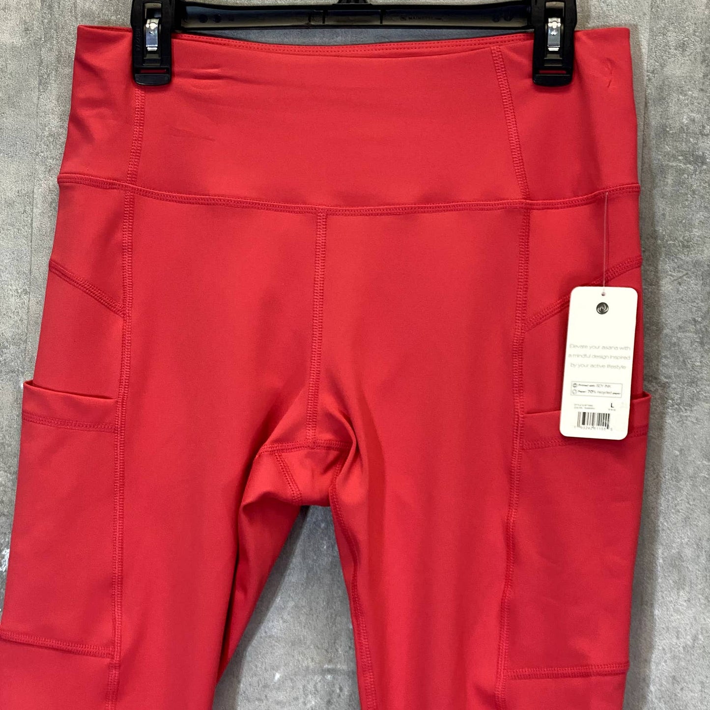 APANA Women's Teaberry Solid High-Waist Side Pocket Pull-On Leggings SZ L
