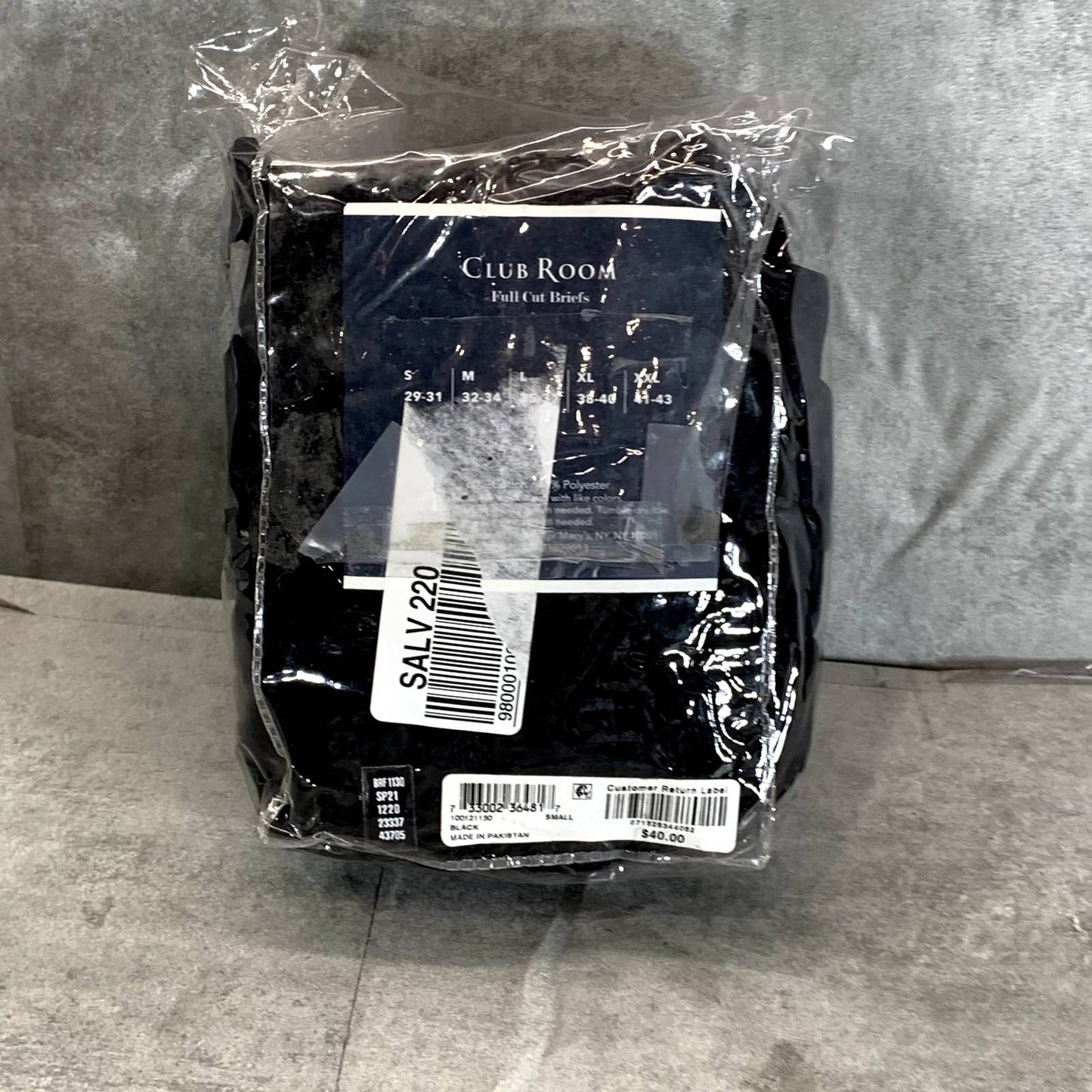 CLUB ROOM Men's Solid Black Full-Cut Tagless No-Ride Up 8-Pack Briefs SZ S