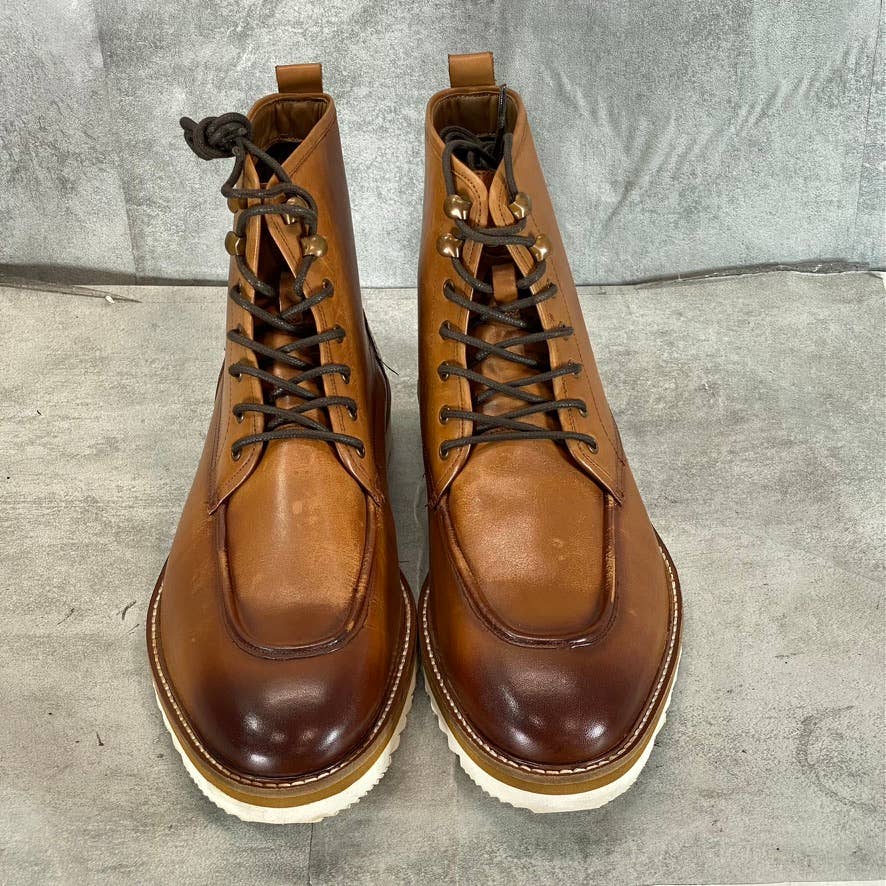 THOMAS & VINE Men's Cognac Leather Mitchell Lace-Up Ankle Boot SZ 10.5