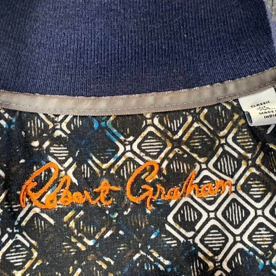 ROBERT GRAHAM Men's Gray Classic-Fit Quarter-Zip Pullover Sweater SZ XL