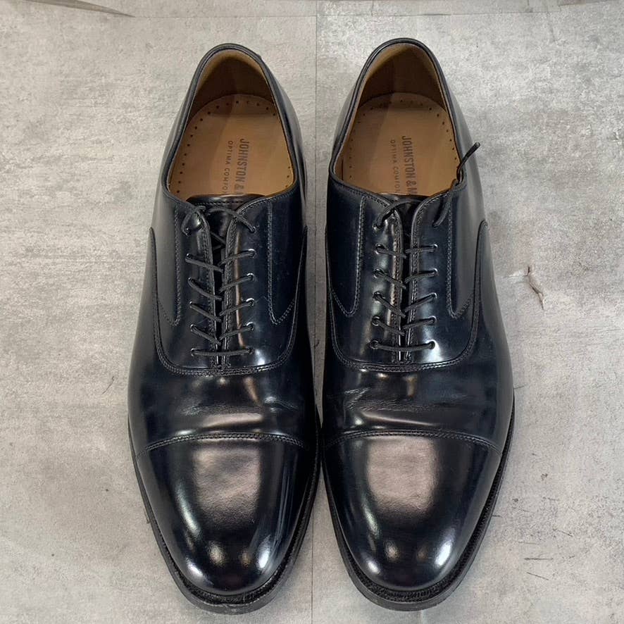 JOHNSTON & MURPHY Men's Black Calfskin Melton Cap-Toe Lace-Up Oxfords SZ 11